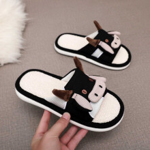 Cow Print Linen Slippers Comfortable Indoor Summer Sandals