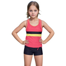 AWZXDE Girls Two-Piece Color-Block Tankini Set 6-12 Years