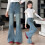 Flared Denim Pants Vintage Style Stretch Fabric 4