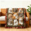 Bohemian Cat Pattern Throw Blanket Soft Warm 3