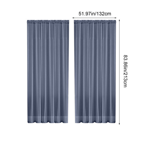 Polyester Sheer Curtains Rod-Pocket Semi-Sheer 213x132cm 1