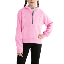Girls Half-Zip Hoodie Long Sleeve Sweatshirt with Kangaroo