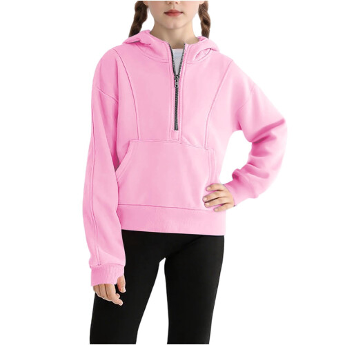 Girls Half-Zip Pullover Hoodie Long Sleeve Sweatshirt with