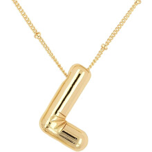 Bubble Letter Necklace 18K Gold Plated Initial Pendant