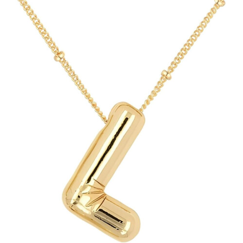 Bubble Letter Necklace 18K Gold Plated Initial Pendant
