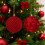 Christmas Ornament Set Burgundy Flocked 10cm 2PC 6