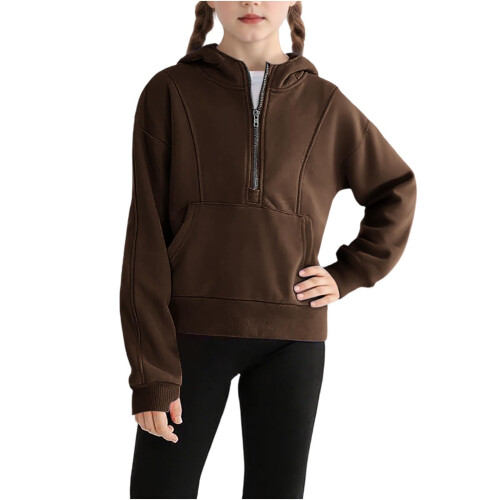 Girls Half-Zip Pullover Hoodie Long Sleeve Sweatshirt with