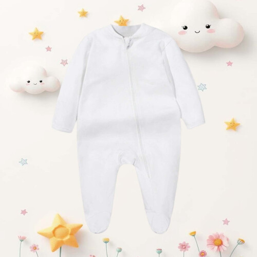 Baby Romper Soft Long Sleeve Footed Jumpsuit Solid Color 1