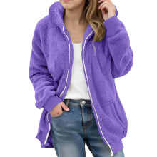 Women's Fleece Zip-Up Hooded Jacket with Pockets