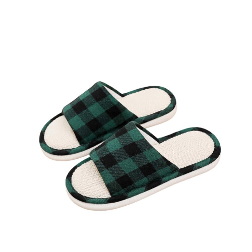 Plaid Linen Slippers Indoor Comfortable Summer Sandals 1 1