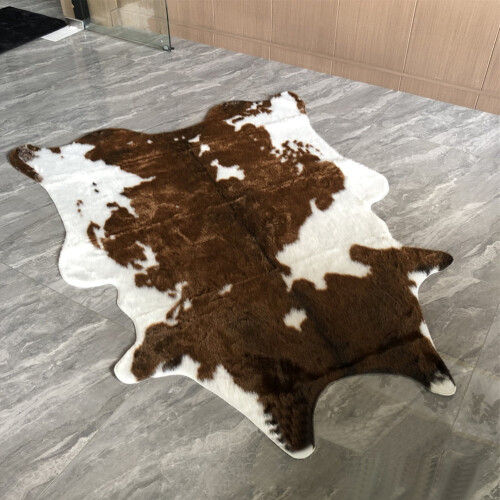 Cow Pattern Rug Brown White 43x33x0.6 in 2