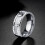 Men's Silver Wedding Band with Brick Pattern Brushed Finish 3