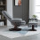 Grey PU Leather Recliner Chair with Footstool 7