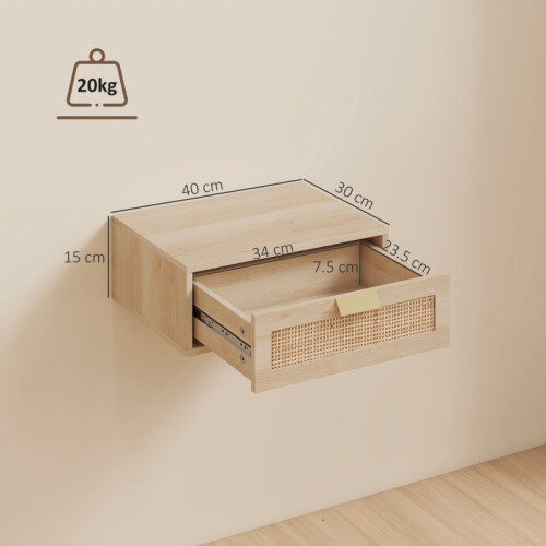 Floating Bedside Tables Set of 2, Oak Effect 2