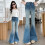Vintage Flared Denim Jeans for Women - Stretch Bootcut with 2