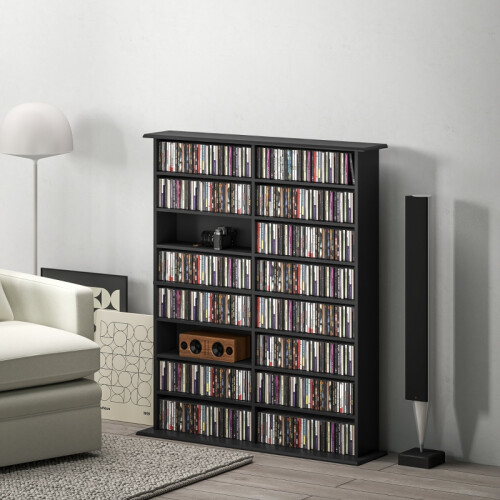 16-Compartment Media Shelf - Black 1