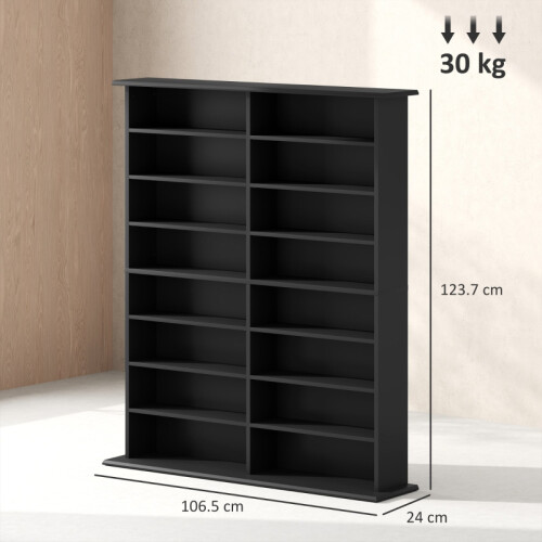 16-Compartment Media Shelf - Black 2