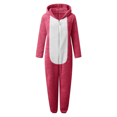 Bear Ear Plush-Lined One-Piece Pyjama Set Hooded Ages 3-12 2