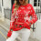 Snowflake Reindeer Sweater Relaxed Fit Red L 4