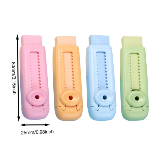 White Retractable Pencil Erasers Set 5 pcs 4 colors 2