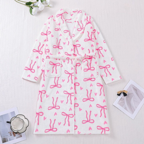 Soft Flannel Winter Bathrobe Fleece Print Pattern 2