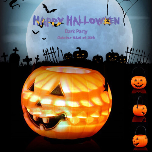 Halloween Lighted Pumpkin Candy Bucket 6.3 Inch 3 Pack 2
