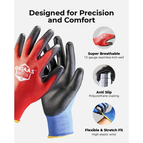 Work Gloves for Men Ultra Thin Lightweight PU Coated Grip 1