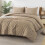 Taupe Boho Queen Comforter Set Tufted Chevron 3-Piece 3