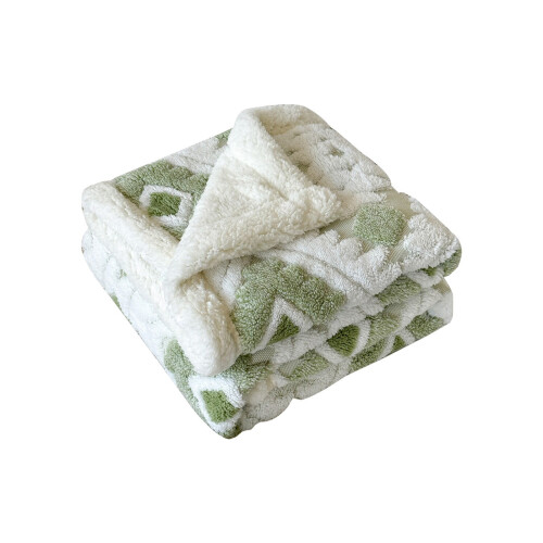 Hollow Taffeta Lambswool Blanket Green 1pc 2