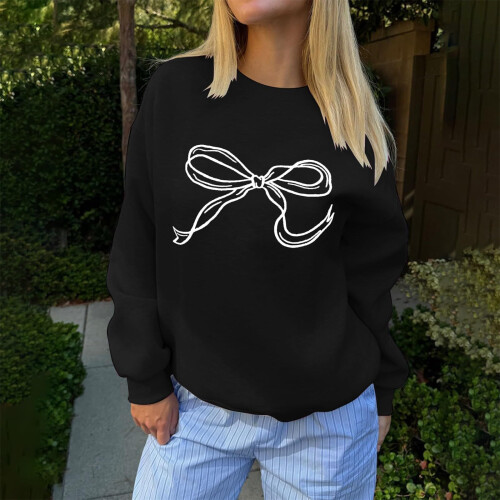 Women's Oversized Sweatshirt Bow Crewneck Long Sleeve 2