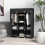 Fabric Wardrobe, with Rails and Shelves - Black 2