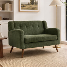 HOMCOM 2 Seater Sofa, 118 cm Corduroy Small Loveseat Sofa, Dark Green