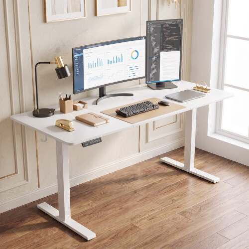 Homcom (White) HOMCOM Standing Desk Memory Control Adjustable 1