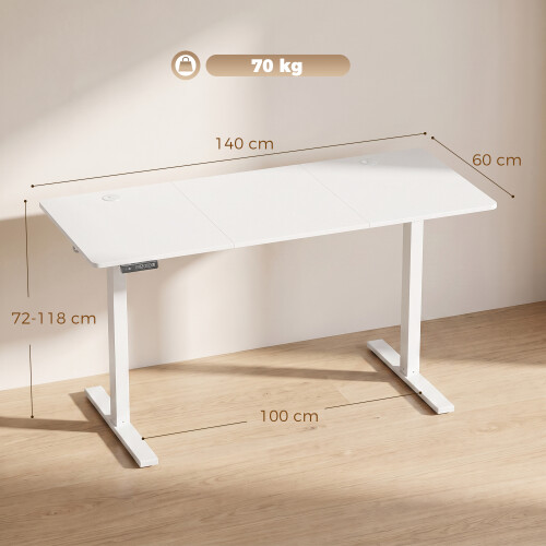 Homcom (White) HOMCOM Standing Desk Memory Control Adjustable 2