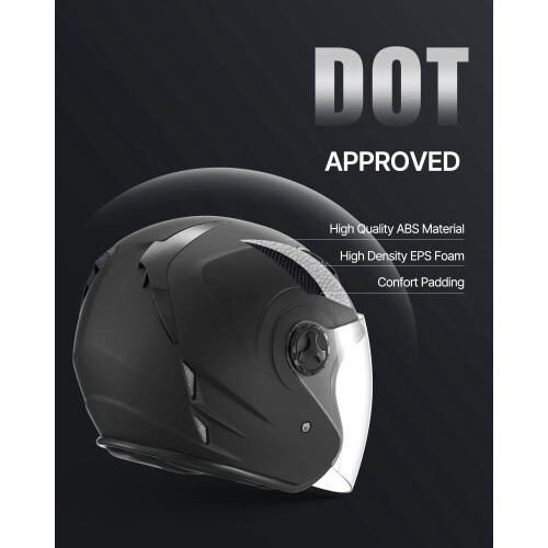 Motorcycle Helmet DOT Certified Matte Black XL 2