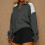 Women's Oversized Quarter-Zip Sweatshirt Color Block 3