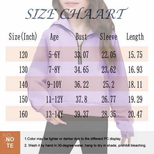 Girls Half-Zip Pullover Hoodie Long Sleeve Sweatshirt with 2