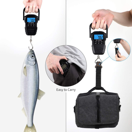 Digital Fish Scale Backlit LCD 110 lb 50 kg Portable 1