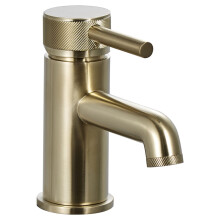 Round Mono Basin Mixer Tap with Industrial Style Detailing - Brushed Brass