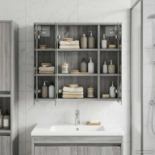 vidaXL Badezimmerspiegelschrank Sonoma-Grau 63,5 x 16 x 62,5 cm