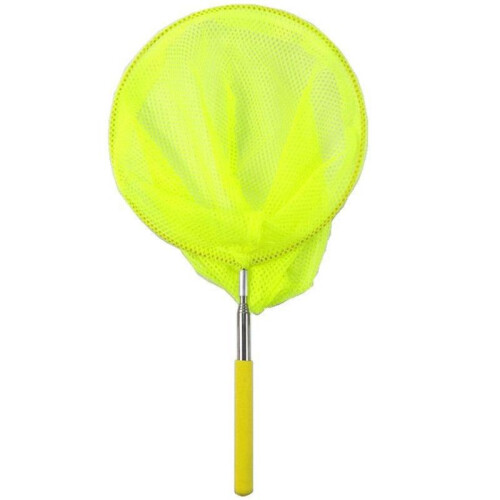 (Yellow)Kids Extendable Telescopic Handle Fishing Bug Butterfly Catching Bugs Mesh Net
