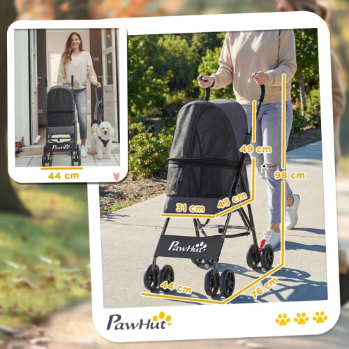 Foldable Dog Stroller for Mini Breeds – Dark Grey 2