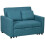Loveseat Sofa Bed – Blue Convertible Settee with Pillows 1