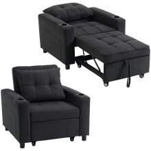 3-in-1 Single Sofa Bed, Convertible Sleeper Chair Bed - Black