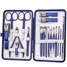 19-teiliges Nagelknipser-Set, Dunkelblau, Edelstahl, Maniküre-Set für den Heimgebrauch