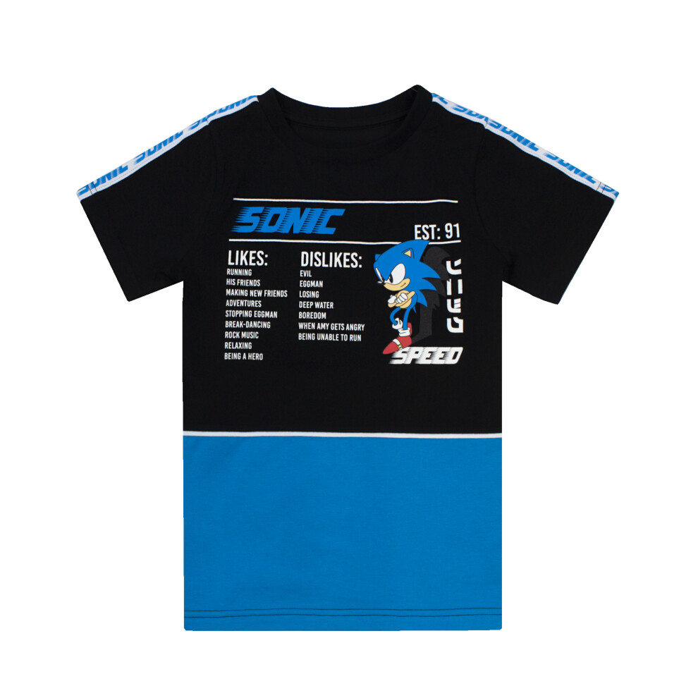 Sonic The Hedgehog (7-8 Years) Short Sleeved T-Shirt (Boys Black)