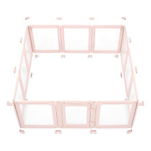 Caisse pour chiots - DUOKU - SSPTDWB-03 - 154 x 150 x 60 cm - Rose clair - Fenêtres transparentes
