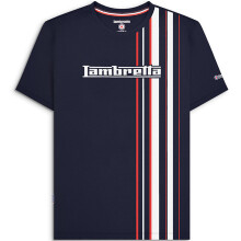 (M, Navy/Red/White) Lambretta Mens Multi Stripe Short Sleeve Crew Neck Cotton T-Shirt Top Tee