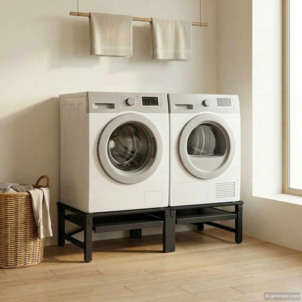 Vidaxl Washing Machine Pedestal 2 Pcs Black 124.5 X 61.5 X 32.5 Cm