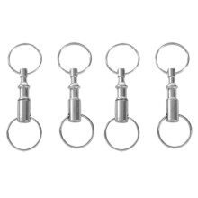 4 Pieces Removable Double Keychains Iron Nickel Double Detachable Keychain Double Keychain Rotating Ring Keychain